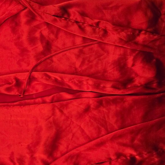 Frederick's of Hollywood Red Satin Lace Trim Robe Size 1X/2X EUC Kimono Style - Picture 4 of 7